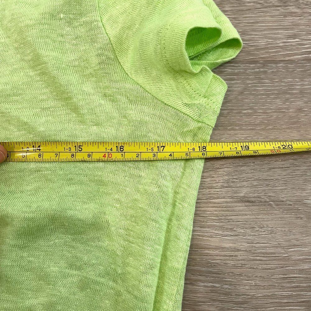 J. Jill Love Linen V-Neck Top Shirt Lime Mint Green XS Petite T-shirt - Picture 8 of 9